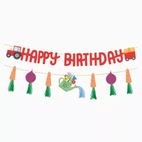 „Happy Birthday” Karton Girland - Farm