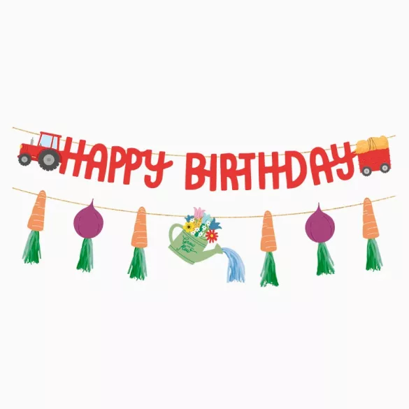„Happy Birthday” Karton Girland - Farm