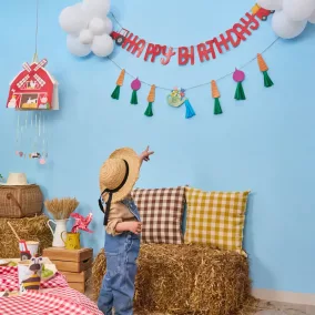 „Happy Birthday” Karton Girland - Farm