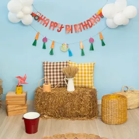 „Happy Birthday” Karton Girland - Farm