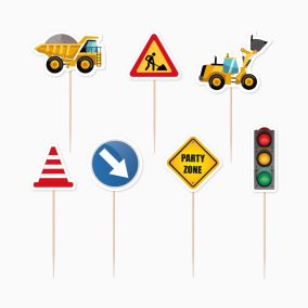 Munkagépes tortadísz - 10-15 cm - 7 db