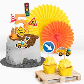 Munkagépes tortadísz - 10-15 cm - 7 db