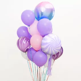 Lila márvány mintás latex lufi - 30 cm 5 db-os
