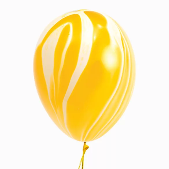 Sárga márvány mintás latex lufi - 30 cm 5 db-os