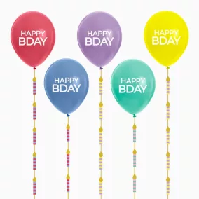   „Happy Birthday” matt lufi szett függőleges girlandokkal