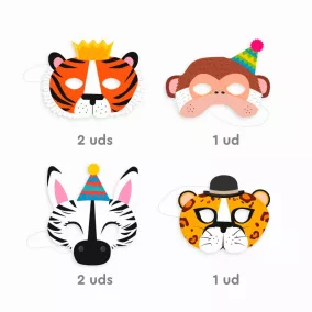 Safari állatos papír maszkok - 6 db-os