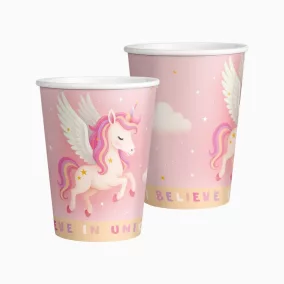 Unikornis papírpohár 270 ml - Baby Pink 10 db-os