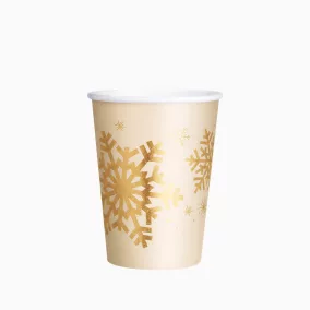 Arany csillámos hópehely papírpohár - 270 ml