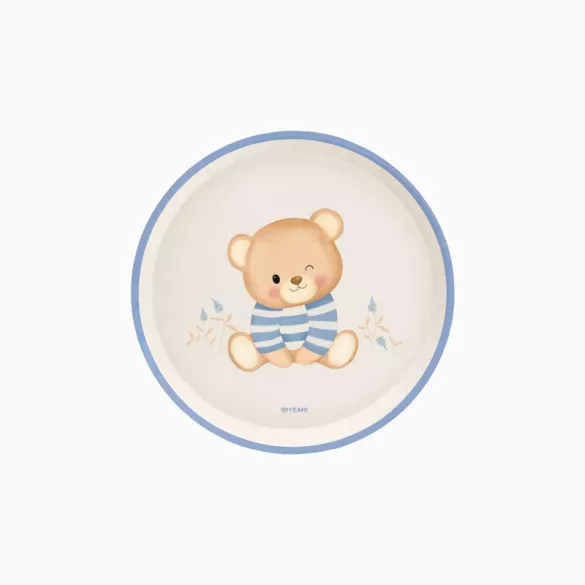 Babaköszöntő Macis papírtányér 17 cm Baby Blue 6 db-os