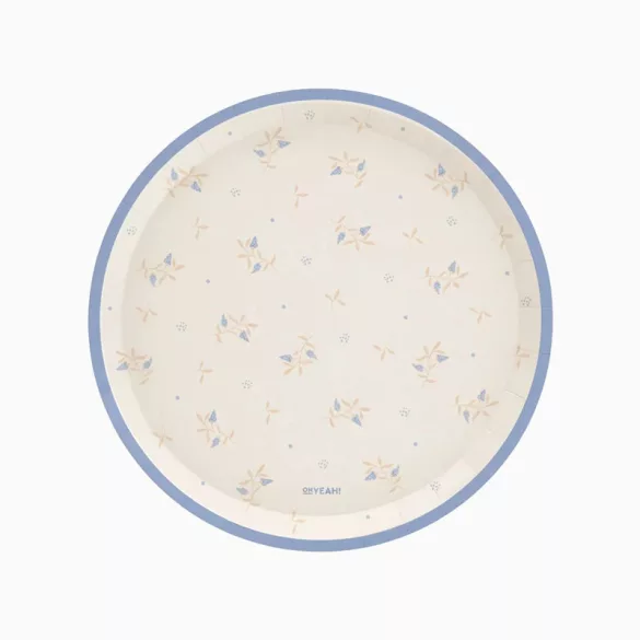 Kék virágos papírtányér 23 cm 6 db-os