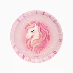 Unikornis papírtányér 23 cm - babapink 6 db-os