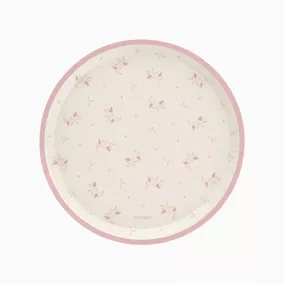 Natúr rózsaszín virágos papírtányér 23 cm 6 db-os