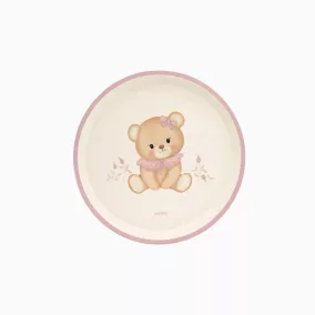 Babaköszöntő Macis papírtányér 17 cm Baby Pink 6 db-os