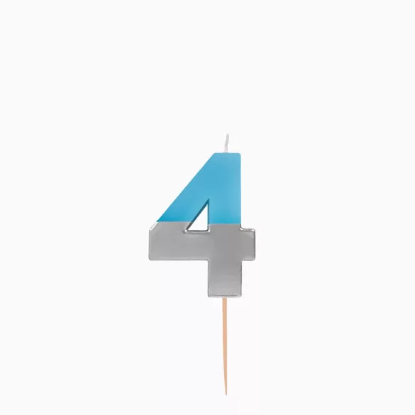 4-es Kétszínű Kék & Ezüst Számos Gyertya 7 cm