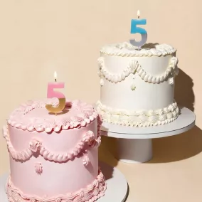 5-ös Kétszínű Kék & Ezüst Számos Gyertya 7 cm