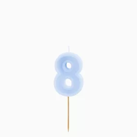 8-as szám születésnapi gyertya - kék - dombornyomott