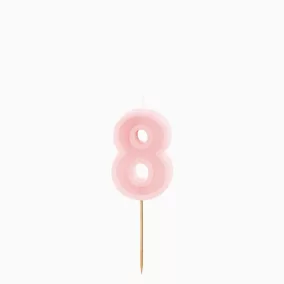   8-as szám születésnapi gyertya - rózsaszín - dombornyomott