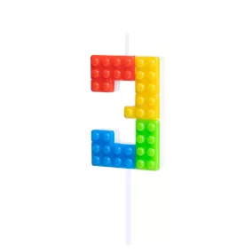 Építőkockás tortagyertya - 3-as szám