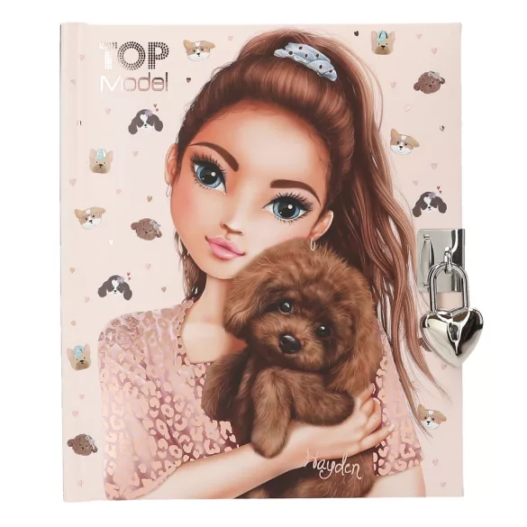 TOPModel titkos napló lakattal - Kitty and Doggy barna