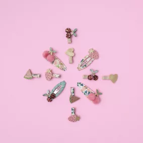 Cseresznyés pom-pom csatok - 2 db-os szett