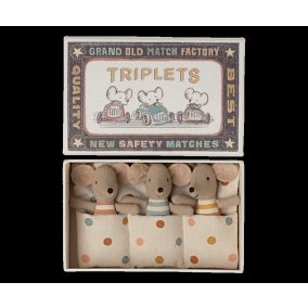 Maileg Egérkék Hármasikrek dobozban