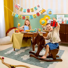 Vonatos Happy Birthday felirat - 240 × 19,5 cm