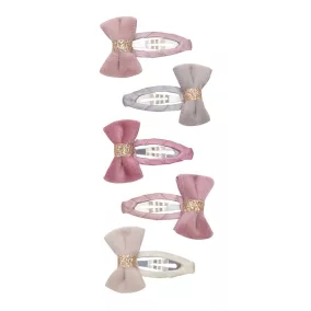 Bársony masnis mini csatok - 5 db-os szett