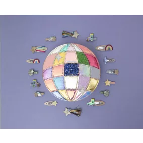 Diszkós szivárvány hajcsat szett - 4 db