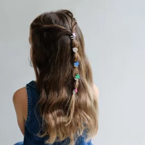 Csillogó szívecskés hajgumik - 8 db-os szett