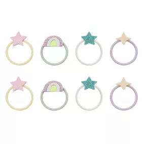 Szivárvány és csillag mini hajgumik - 8 db-os szett