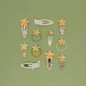 Nárciszos mini hajgumik - 6 db-os szett