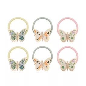 Virágos pillangós mini hajgumik - 6 db-os szett