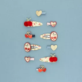 Piros cseresznyés mini csatok - 8 db-os szett