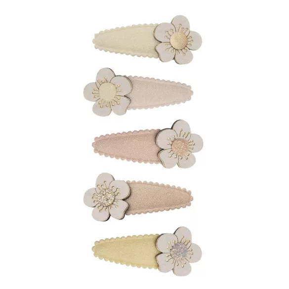 Virágos mini párnázott csatok - 5 db-os szett