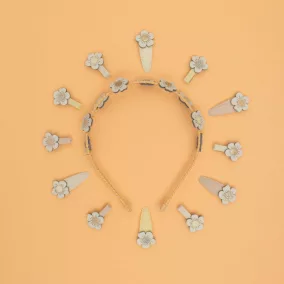 Virágos mini párnázott csatok - 5 db-os szett