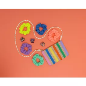 Gyűrt hatású scrunchie hajgumik - 5 db-os szett