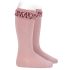 Magasszárú zokni fodros bársonnyal - halvány rózsaszín