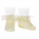 Rövid boka zokni tüll fodrokkal - vajszín - 2-4 év