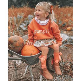 Magasszárú zokni bársony masnival - őszibarack