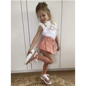 Mintás magasszárú zokni - púderrózsaszín