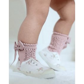 Gyöngymintás rövid zokni masnival - mályva