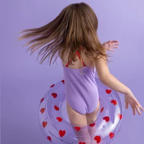Swim Essentials gyerek úszógumi 55 cm - Lila szívecskék