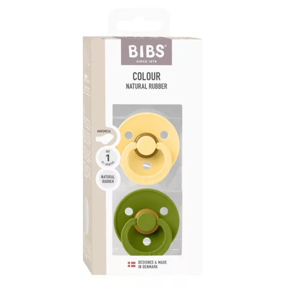 BIBS Colour 2-es szett - anatómiai cumifej - Krémsárga/Wasabi