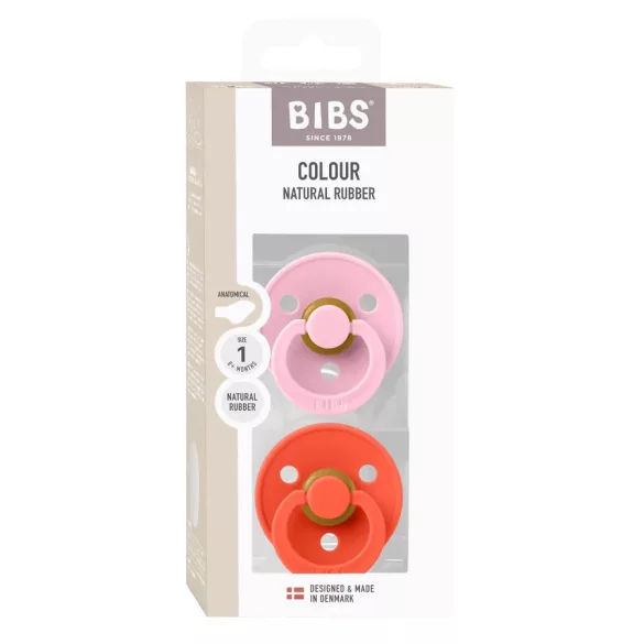 BIBS Colour 2-es szett - anatómiai cumifej - Babarózsaszín/Tangó - 6-36 hó