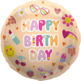 Happy Birthday Boho Girlz fólia lufi - 45 cm