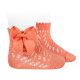 Gyöngymintás rövid zokni masnival - lazac - 6-12 hó