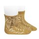 Gyöngymintás rövid zokni masnival - mustársárga