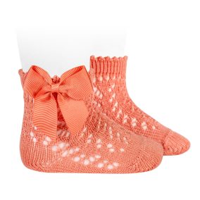 Gyöngymintás rövid zokni masnival - lazac