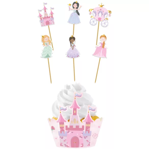 Pretty Princess cupcake dekor szett - 6 szett