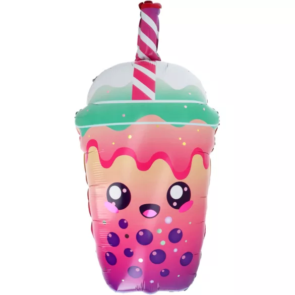 Bubble tea formájú fólia lufi - 38 x 76 cm - Kawaii Party